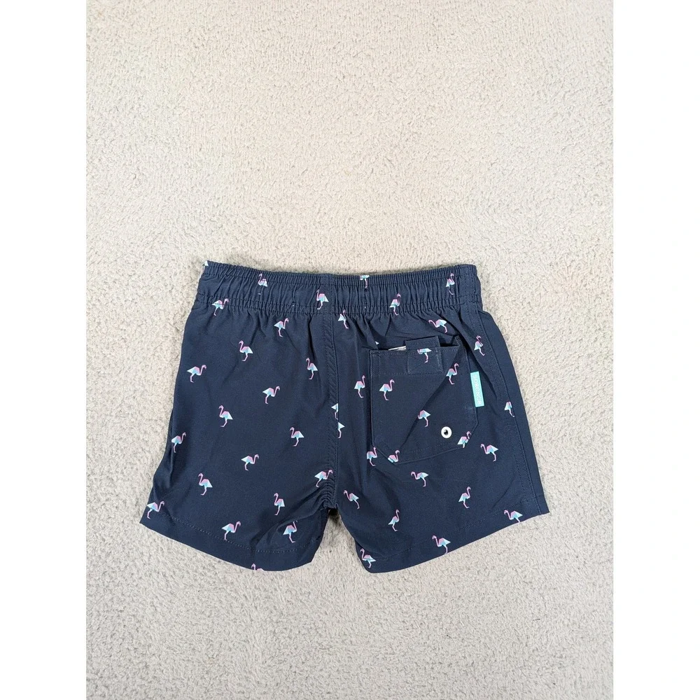Bonobos Swim Trunks Shorts Boys 3T Blue Flamingo Quick Dry Elastic Waist Summer